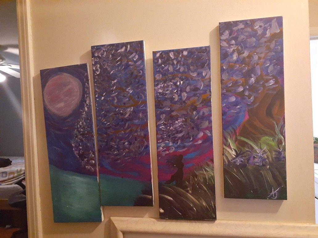 4 panel acrylic painting