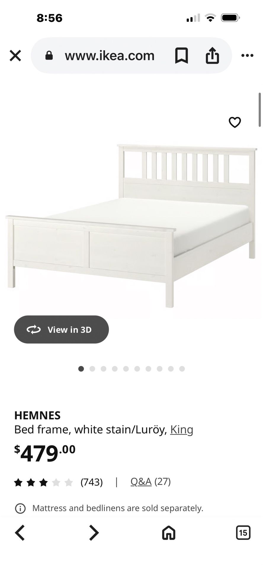 Ikea Hemnes King Size Bed Frame.