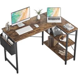 Small L Shaped Computer Desk, 47 Inch L-Shaped Corner Desk with Reversible Storage Shelves for Home Office Workstation, Modern Simple Style W