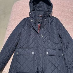 Tommy Hilfiger Women's Small Quilted Jacket Contrast Snaps Button Down Jacket