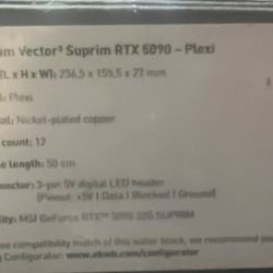 EKWB MSI Suprim RTX 5090 WaterBlock, Brand New, Sealed, Unopened.  Cheapest Online,  Which Normally Goes 4 $325.66 After Tax & Shipping.