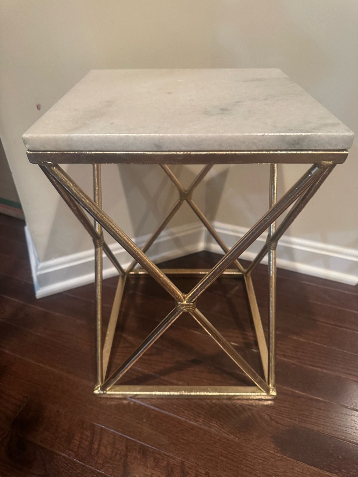 Modern Glam Marble Top End Table / Accent Table