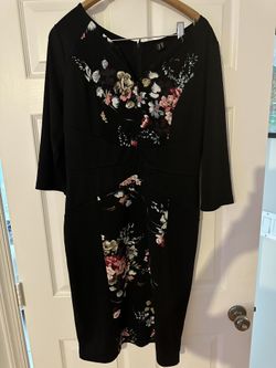 Elegant Black Floral Sheath Dress – Size XL – Flattering & Versatile