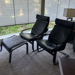 Leather Armchairs and Ottoman - Price Negotiable 