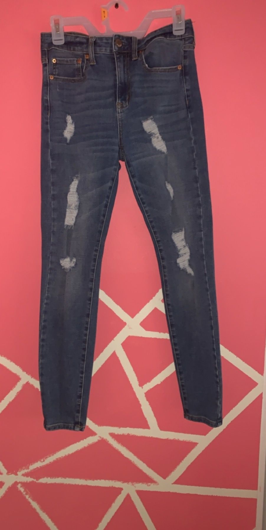 Ripped blue jeans