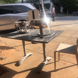 Tables, Chairs, Umbrellas, Chafing Dishes