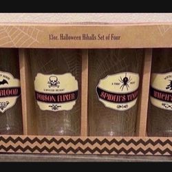 NEW In Box Halloween Highball Drinking Glass Set Of 4