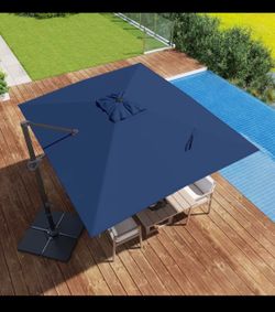9'x12' Patio Umbrella Cantilever Outdoor Rectangular Offset Roman style Umbrella with 360°Rotation, Double Top Heavy Duty Windproof Aluminum antirust