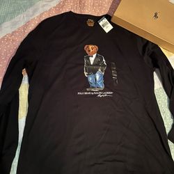 New Polo Bear By Ralph Lauren Black Long Sleeve Shirt