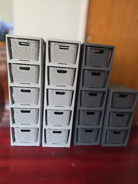 Tower drawer storage bins organization woven stackable

