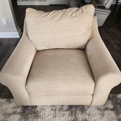 Oversize Beige Swivel Chair