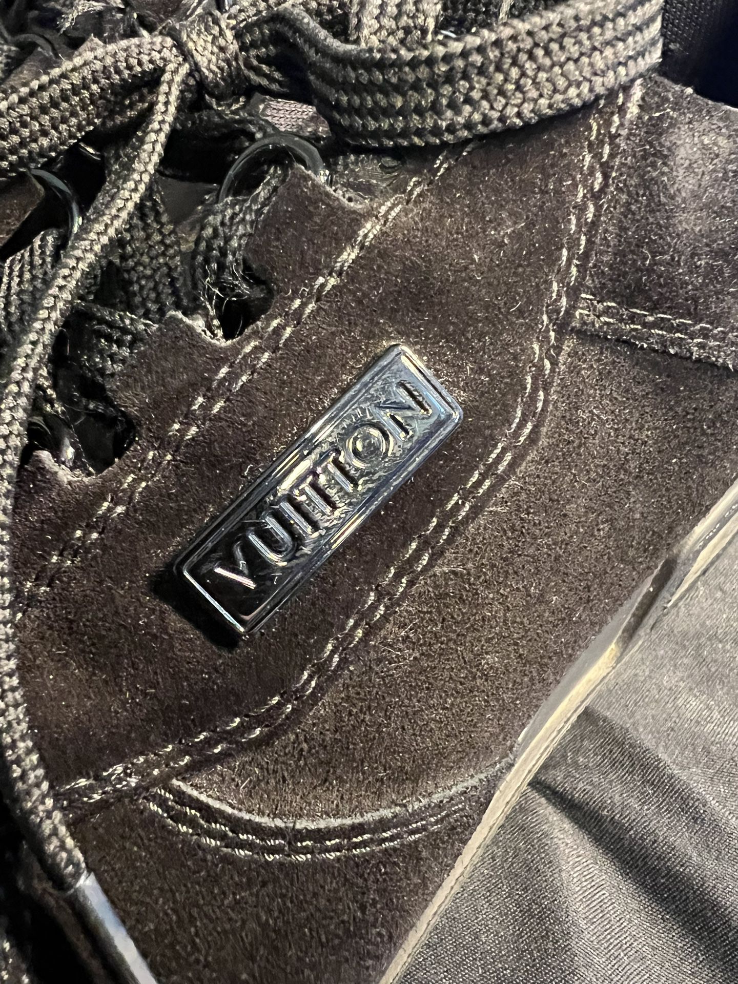 LOUIS VUITTON LV “Virgil Abloh” Trainer Sneakers Black Suede Size