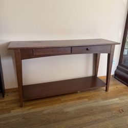 Wood Console Table with Drawers & Shelf