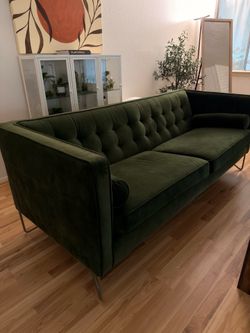 Green Velvet Midcentury Sofa