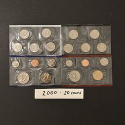 Coins – 2000 Uncirculated Mint Set in Original Mint Packaging – 10 Denver Coins and 10 Philadelphia Coins – Total 20 Coins