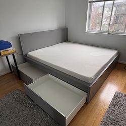 King sized grey MALM bed