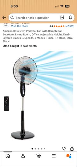 16in Pedestal Fan with remote