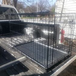 Large (36'') Double-Door Folding Metal Crate Kennel with Tray