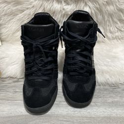 Coach Alara Signature Black Suede Hidden Heel Wedge Sneaker Women’s Size 10 M
