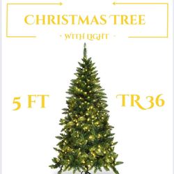5ft Prelit Half-Shape Christmas Tree, Premium 290 PVC Needles Artificial Tree (TR36)