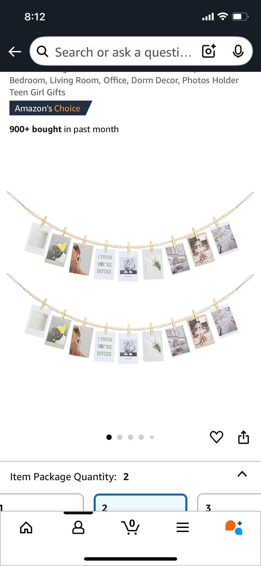 Boho Wooden Beaded Photo Garland