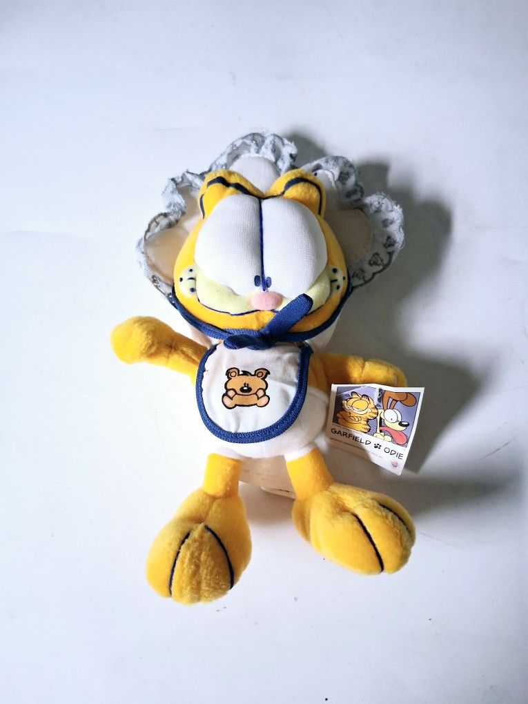 Rare 90s Baby Bonnet Garfield Cat Plush Nanco Stuffed Animal 9" Toy Doll NWT