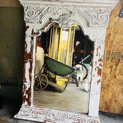 Vintage Shabby Chic Wood Mirror