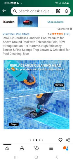 LVKE L2 Cordless Handheld Pool Vacuum.
