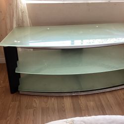 Smoked Glass Three Shelf Tv Stand