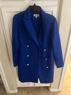 Royal Blue Trench Coat style Pea coat jacket women's sz 6