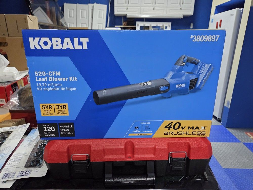 NEW Kobalt 40V Brushless 520-CFM 120-MPH Leaf Blower Kit