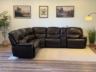 Costco dark brown leather sectional couch delivery available