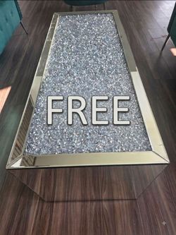 Mirrored Coffee Table with Crushed Crystal Top