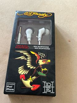 Ed Hardy Earbuds Microphone White NIB
