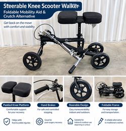 Steerable Knee Scooter Walker – Foldable Crutch Alternative for Foot and Ankle Injuries