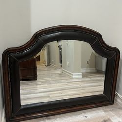 Large Leather Trim Mirror - $55