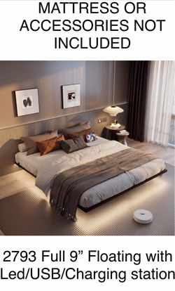 FULL 9” FLOATING BED FRAME WITH LED/USB/CHARGING STATION👉 4075 S 32nd St, Phoenix, AZ 85040