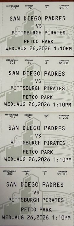 Padres Tickets 08/26/26 $5