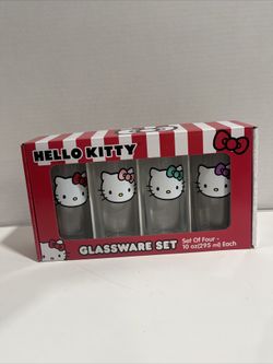 Sanrio Hello Kitty Faces Multicolor Glass Set of 4 10oz New
