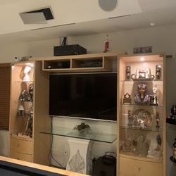 Lighted Wall unit with glass doors & Egyptian Collection