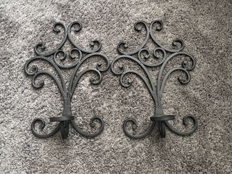 Black Metal Wall Candle Sconces Set of 2