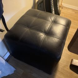 Black Leather Ottoman