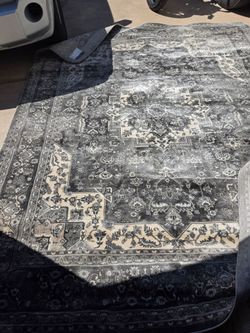 Large Gray Floral Area Rug