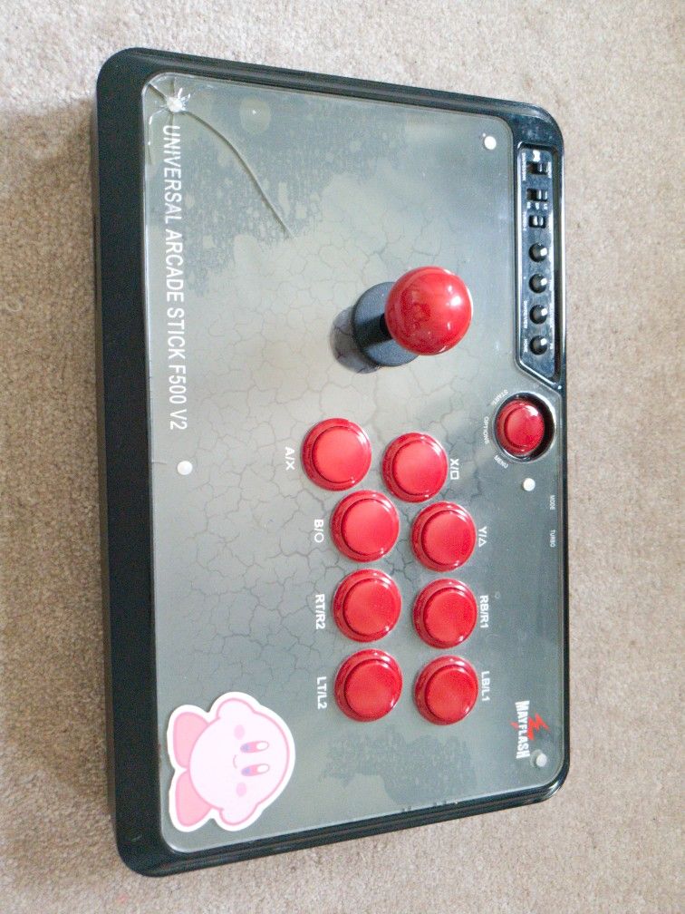 MayFlash Universal Arcade Stick F500 V2, Black/Red with cracked