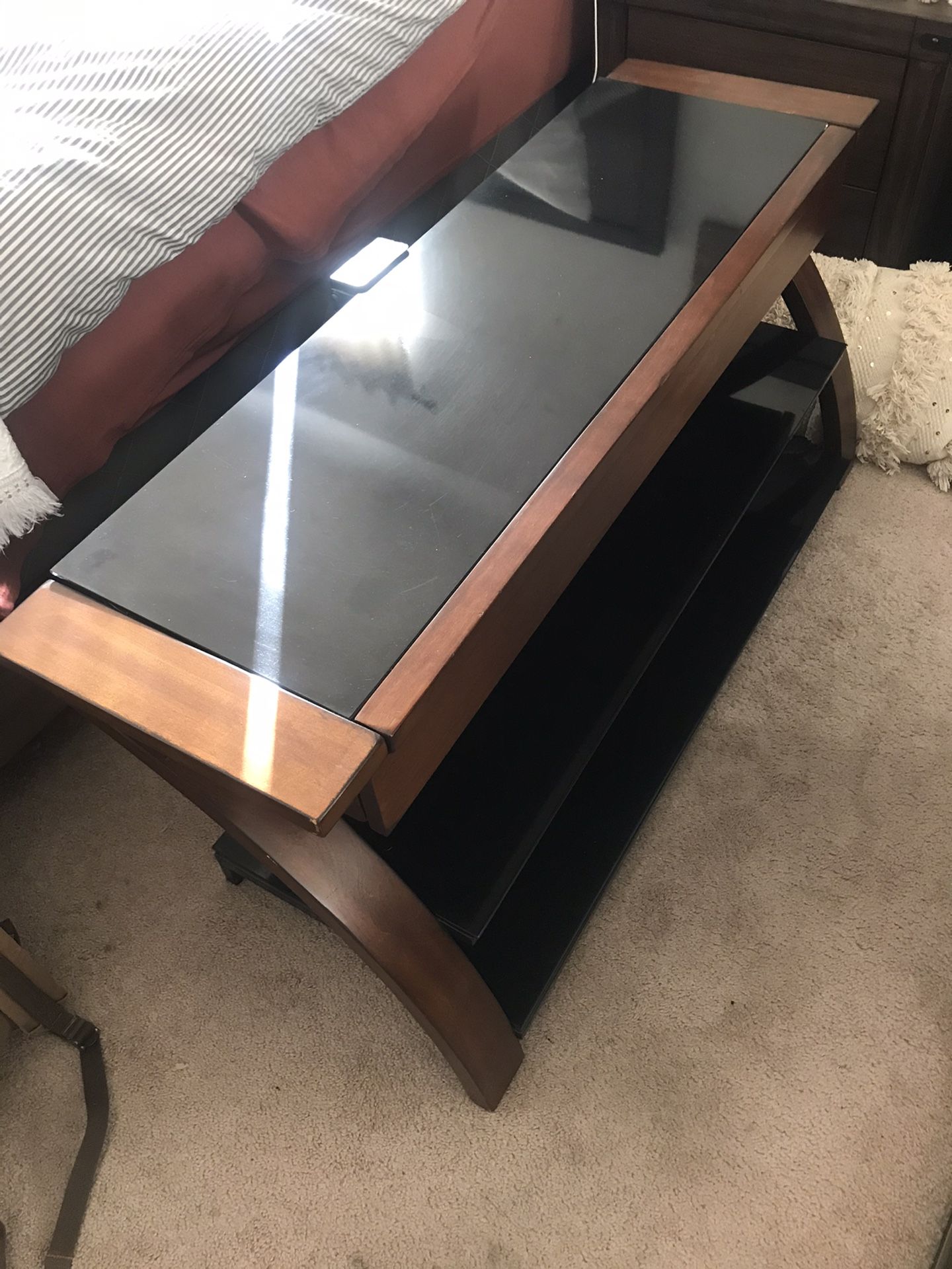 TV Stand With Drawer and Stepped Shelves