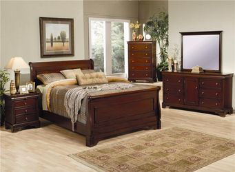 Deep Mahogany Sleigh Bedroom Set - Queen or King (NO CREDIT CHECK FINANCING AVAILABLE)
