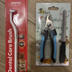 Dog Tooth Brush, Nail Clipper, and Nail Filer 