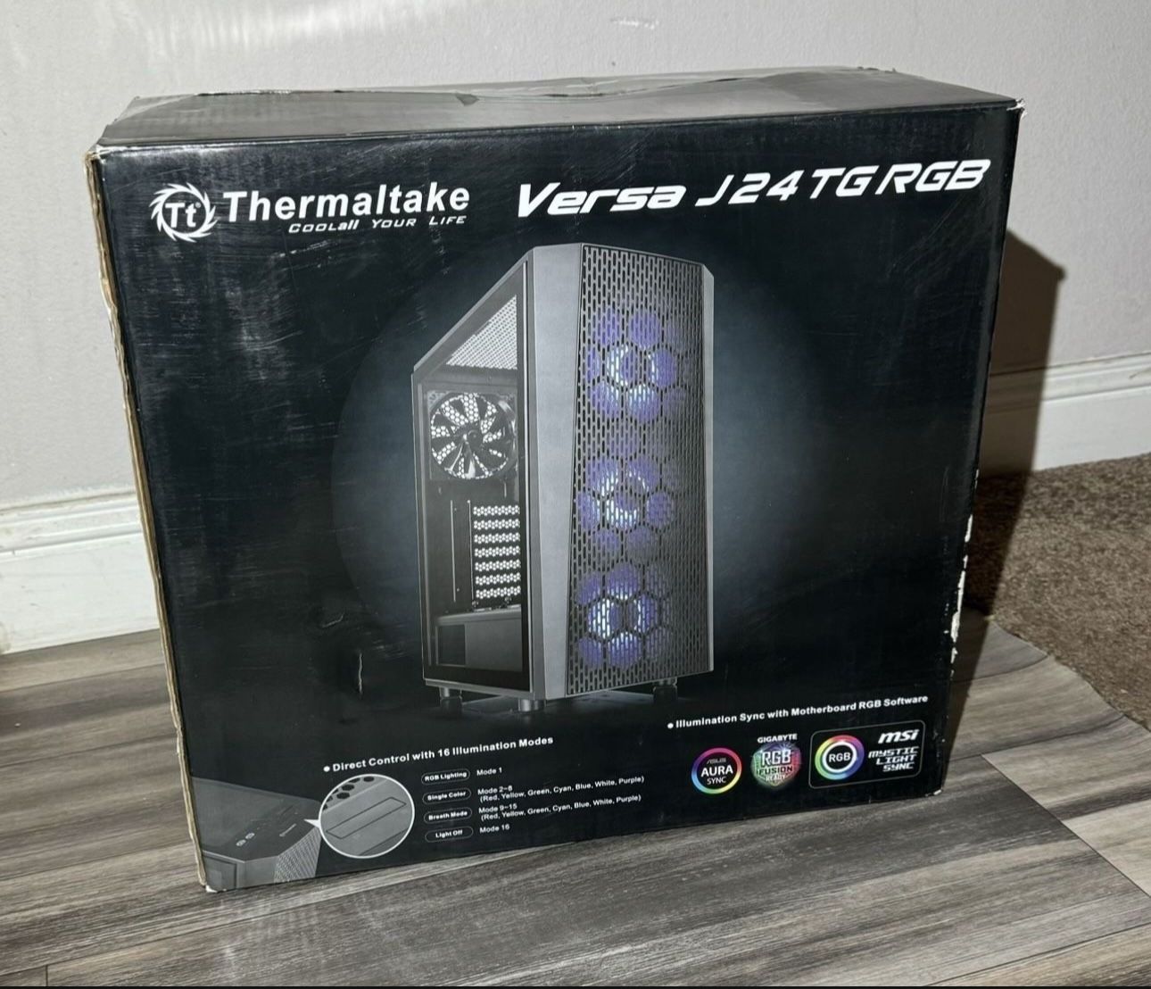 PC Case Thermaltake Mid Tower for Computer with Tempered Glass Verse J24 TG RGB
