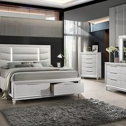 Four queen bedroom set, queen, bed, dresser, mirror, nightstand