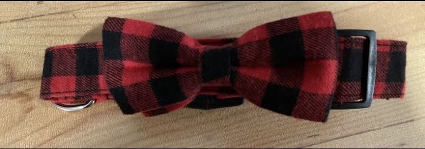 Large Plaid Dog Bow tie Collar